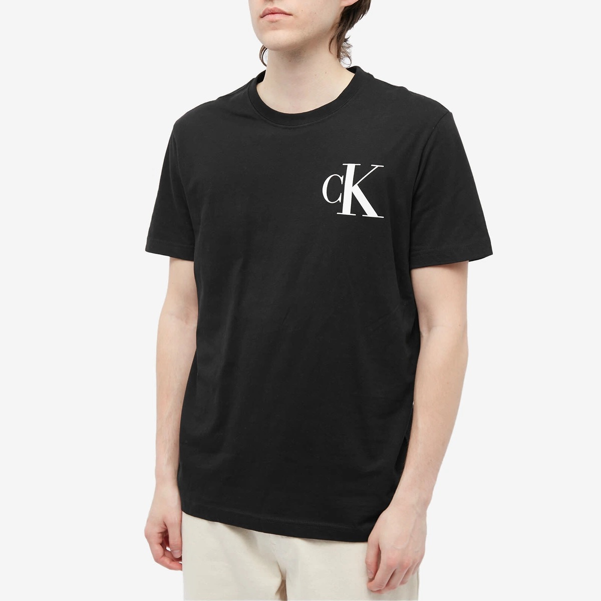 Calvin Klein Monogram Logo Tee — Black — Calvin Klein Monogram Logo Tee Cotton