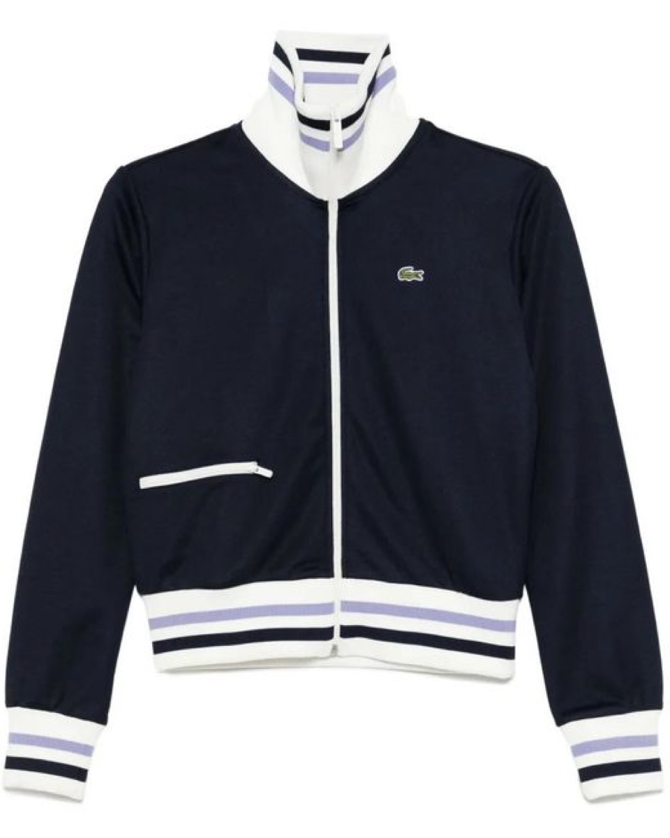 Lacoste Logo Embroidered Lightweight Jacket — Blue — Lacoste Tracksuit Jacket Polyester Blend