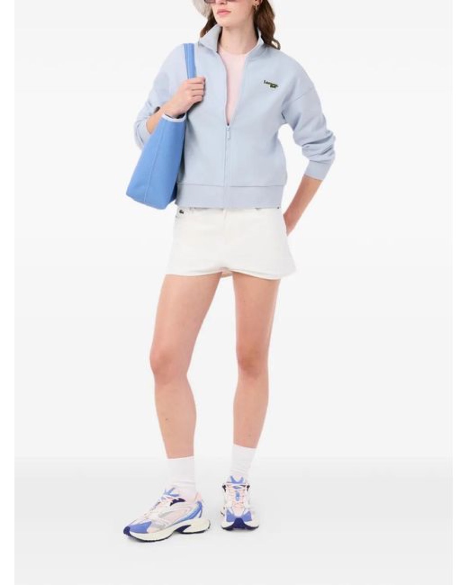 Lacoste Zip-Up Collared Sweatshirt — Blue — Lacoste Tracksuit Jacket Cotton Blend