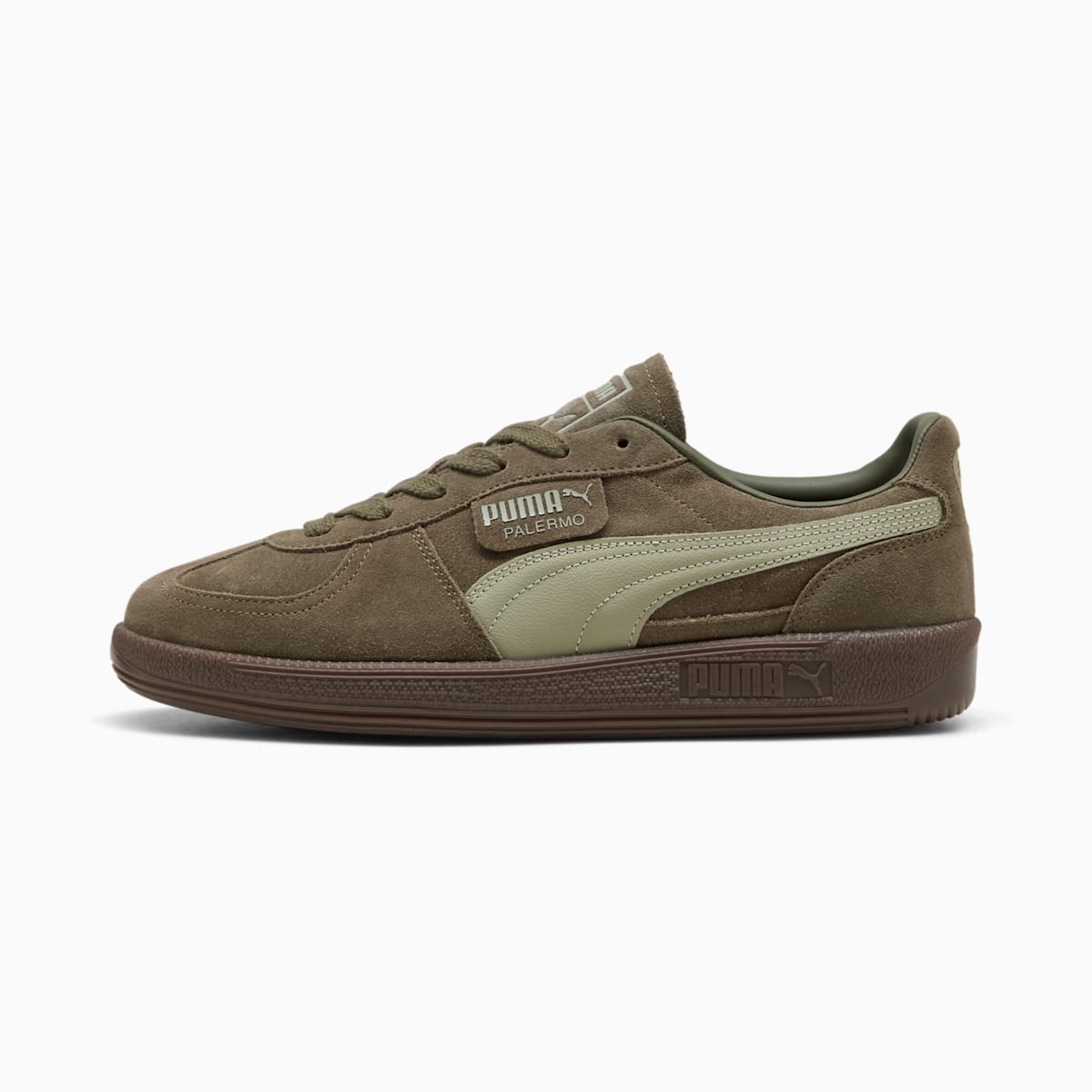 Puma Palermo — Loden Green / Gum — Puma Palermo Suede